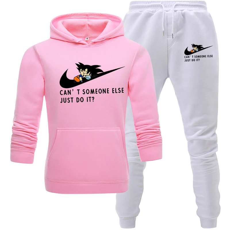 pink white Высокое качество, мужской комплект одежды, спортивная одежда, осенние толстовки, свитшоты, спортивные комплекты, мужские спортивные костюмы, мужские толстовки с капюшоном+ штаны, 2 шт - Цвет: pink white