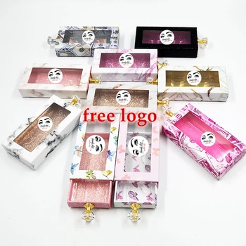 

Crystal handle New 25mm False Eyelashes Packaging Box Lash Boxes Free Custom Logo Fake 3d Mink Lashes Glitter Case wholesale