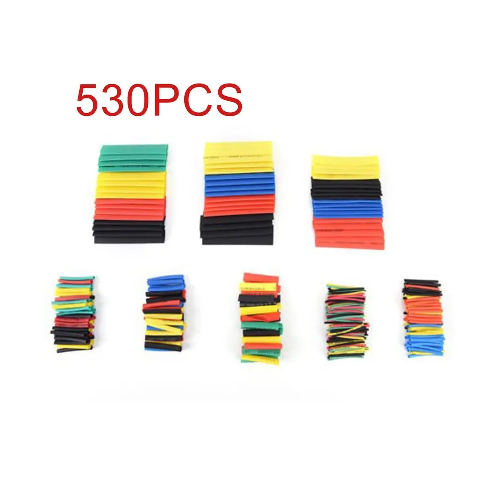 

127/328/530PCS Black Shrink Tubing Environmentally Friendly Flame Retardant Shrink Tube Heat Shrinkable Tube