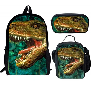 

2020 New Hot Cool Animal Print Children Orthopedic Schoolbags Dinosaur Kids School Backpack 3pcs Set Bag Boys Girl Set Satchel