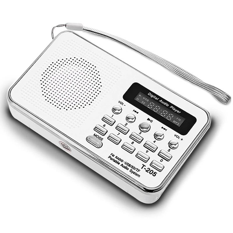 Портативный мини Am Fm радио стерео спикер Поддержка Sd/Tf карты с Usb(белый