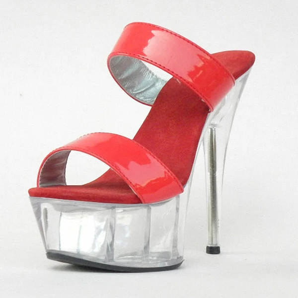 

The new listing 15 cm thick bottom high-heeled sandals printed fashionable Europe and Korea ladies shoes nightclub