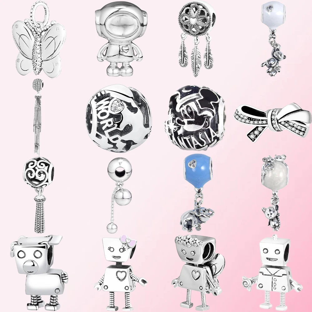 Billige 2019 100% 925 Sterling Silber Klassische Robot Bogen Dreamcatcher ET Schmetterling DIY Armband Charme Perlen Kostenloser Versand Großhandel