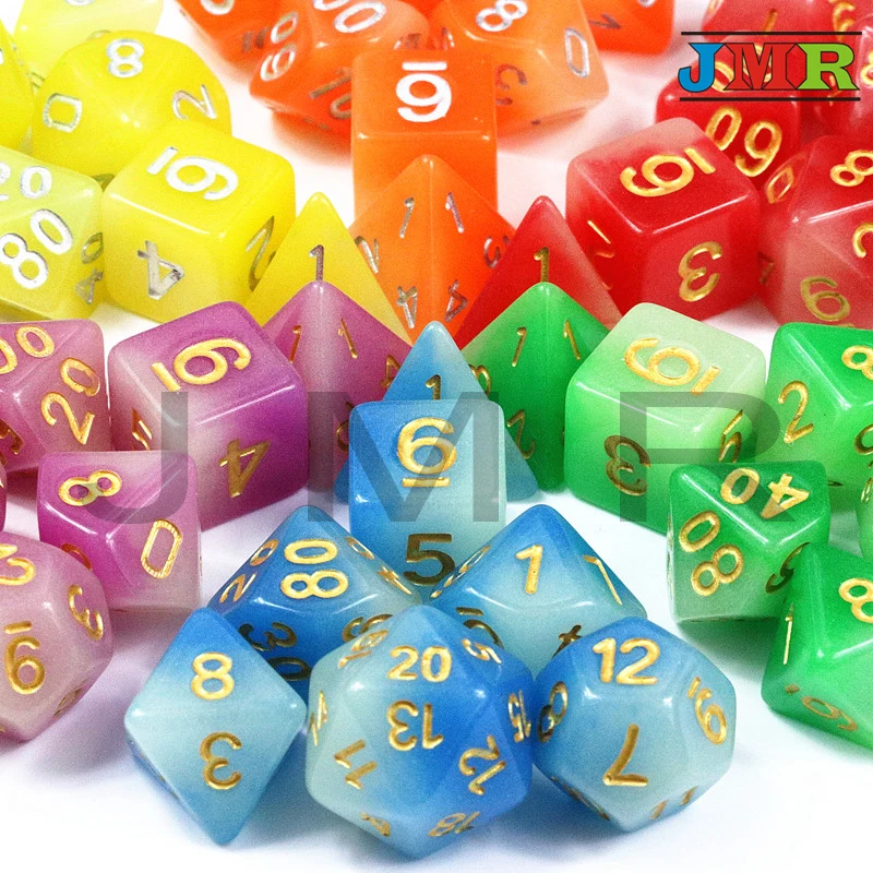 Смешивание Светящиеся Кости 7 шт./компл. D4 D6 D8 D10 % D12 D20 для DnD переносные игральные