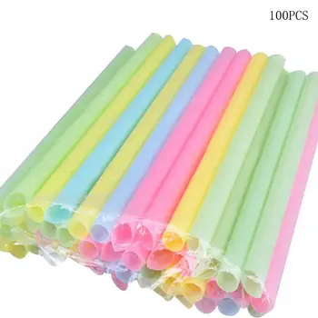 

Multicolor 100Pcs Disposable Drinking Straws Pearl Milk Tea Juice Sucker Sturdy Straight Drinks Straws Drink Bar Accessories