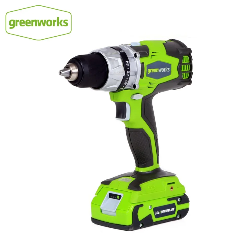 Беспроводная Дрель Greenworks G-24 24 В с бесщеточным двигателем 2 скорости