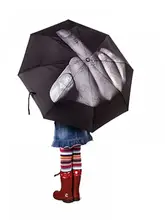  Women Umbrella Rain Cool Middle Finger Umbrella Rain Umbrella Windproof Folding Parasol Personality Middle Finger Umbrellas 