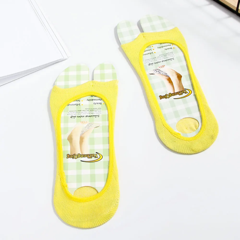 yellow Модные летние новые носки с открытыми пальцами, 1 пара, женские хлопковые нескользящие носки с невидимой подкладкой, низкие носки на высоком каблуке - Цвет: yellow