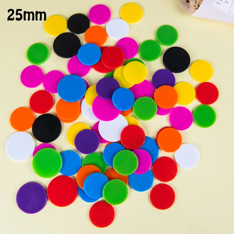 

11 Kinds Solid Colors Round Opacification Coins 100 pcs/set 25mm Plastic Sheet Board Game Wholesale