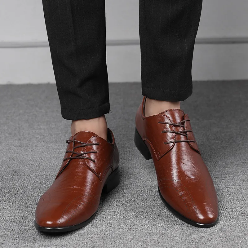 Summer Men's Formal Dress Shoes Lace-Up Male Wedding Shoes Luxury Classic Leather Men Breathable Oxfords Shoes Dropping Shipping