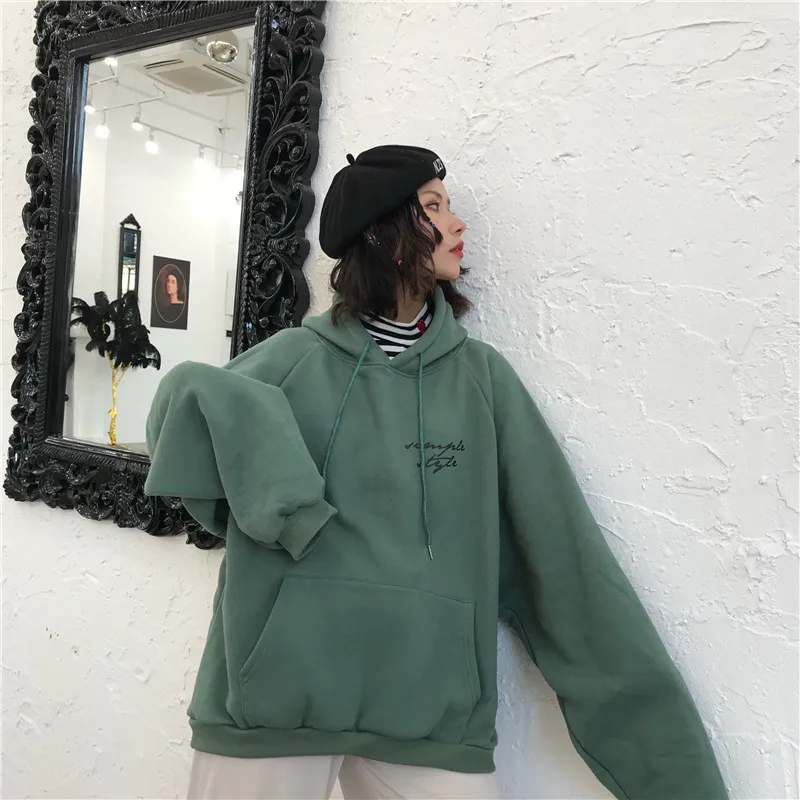 Sudaderas con capucha para mujer Mum grueso terciopelo catido suave letra impresa Simple todo-fósforo bolsillos ocio sudaderas d