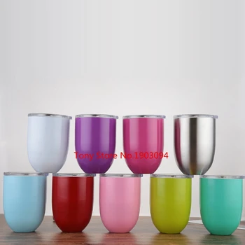 

70pcs 300ml Egg shaped Stainless Steel Insulated Cup 10oz Double Wall Insulated Wine Mugs With Lid Vacuum Flask Thermos Mugs