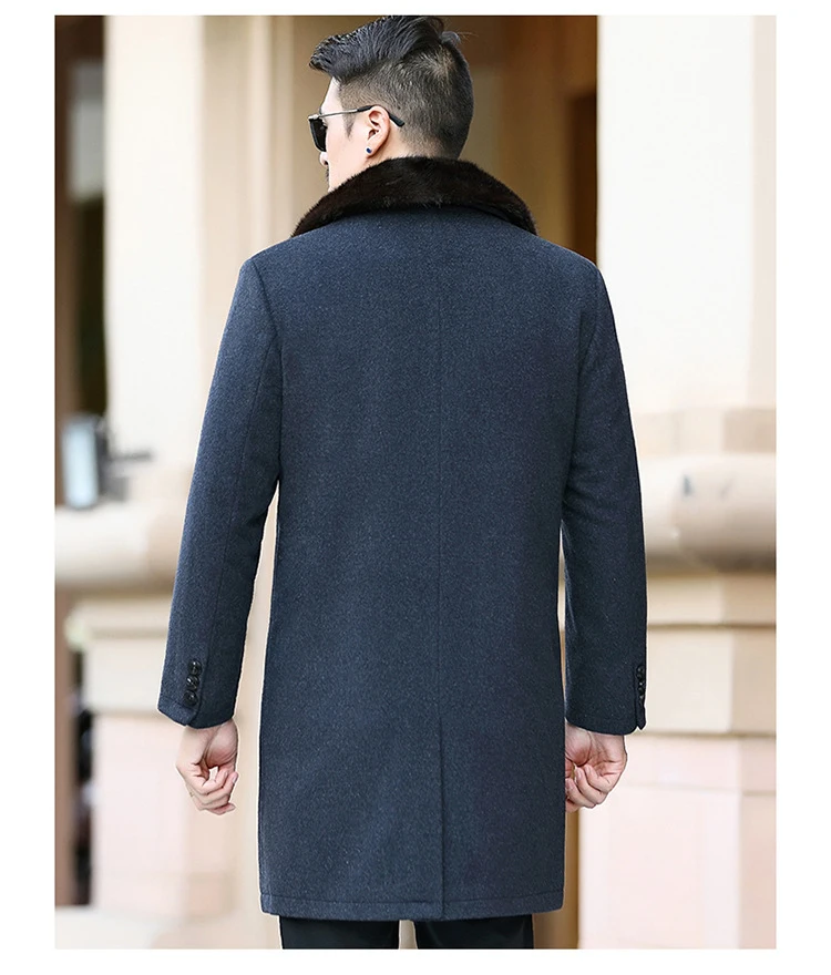 Удлиненный шерстяной Лайнер воротник из натурального меха Veste Laine Homme