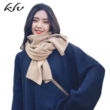 

Women Solid Cashmere-like Scarves Winter Thicken Warm Shawls Wraps Knitted Scarf