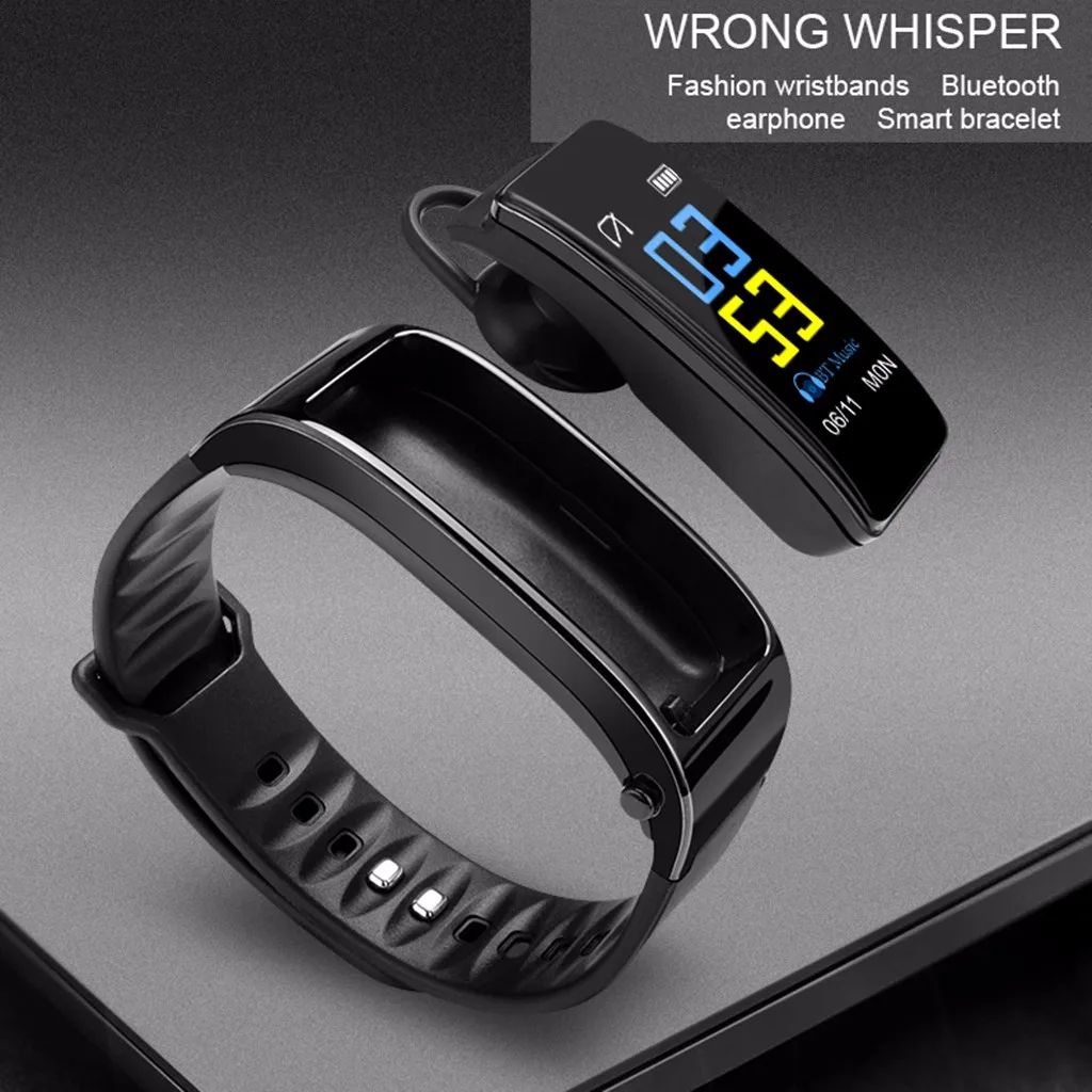 Plus 2-в-1 смарт-браслет с Bluetooth наушники умные часы 0,96 сердечного ритма долгое время стоять записывать ваши движения reloj
