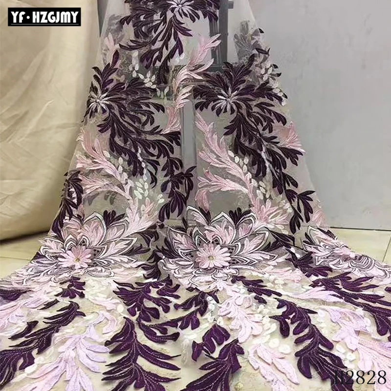 

YF HZGJMY African Lace Fabric Luxury French Bridal Dress Tulle Fabric Beaded Embroidery Bridal Net Laces for wedding dress A2827