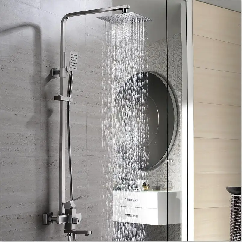 304 shower Смеситель для душа из нержавеющей стали, 304 комплектов смесителя из нержавеющей стали для душа, " квадратная душевая головка из нержавеющей стали" - Цвет: 304 shower