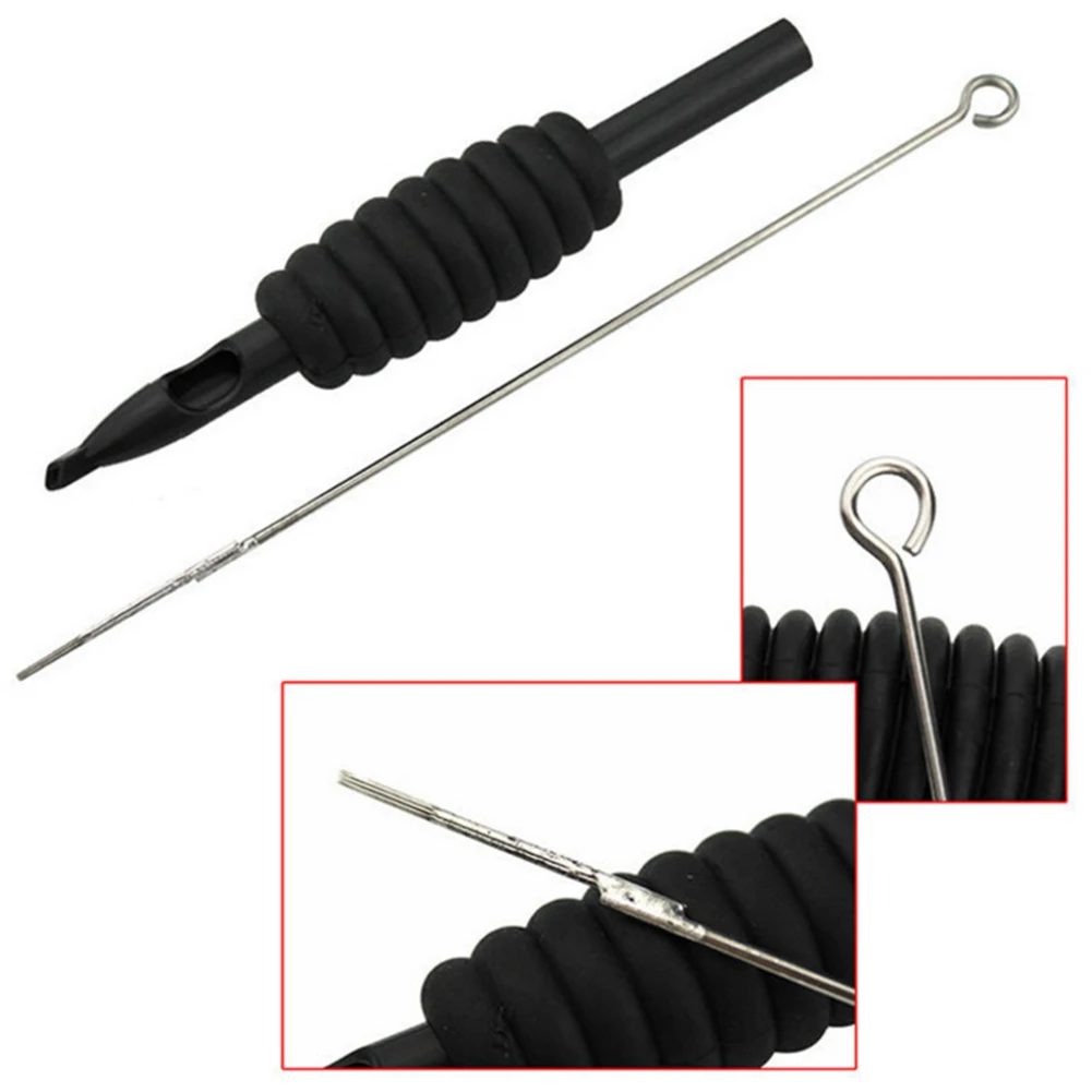 5Pcs Disposable Silicone Tattoo Tubes Grips with Assorted Sterilized Needles