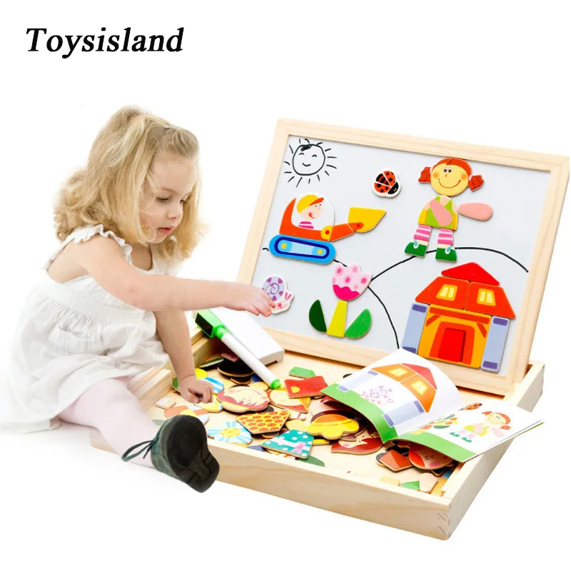 

3D Puzzle DIY Wooden Puzzle Toy Magnetic Constructor Jigsaw Drawing Painting Board Oxyphylla Education Toys for Children