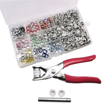 

200Pcs/Set Snap Fasteners Kit Tool 10 Colors 9.5mm Metal Snap Buttons Rings with Fastener Pliers Press Tool for Clothing