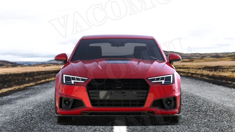 Сухой углеродного волокна передний бампер губы боковые юбки задний багажник спойлер задний губ Диффузор для Audi A4 S4 B9 обвес автомобиля Стайлинг - Цвет: Front lip