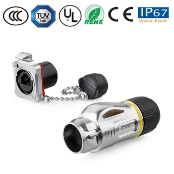 

RJ45 connector outdoors metal RJ45 network signal Waterproof connector IP67 optical fiber Waterproof connector