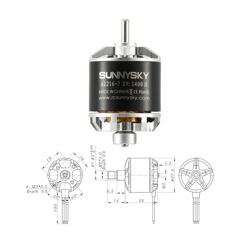SunnySky A2216 1400KV бесщеточный двигатель высокой мощности RC Дрон двигатель для моделей RC Дрон самолет с фиксированным крылом