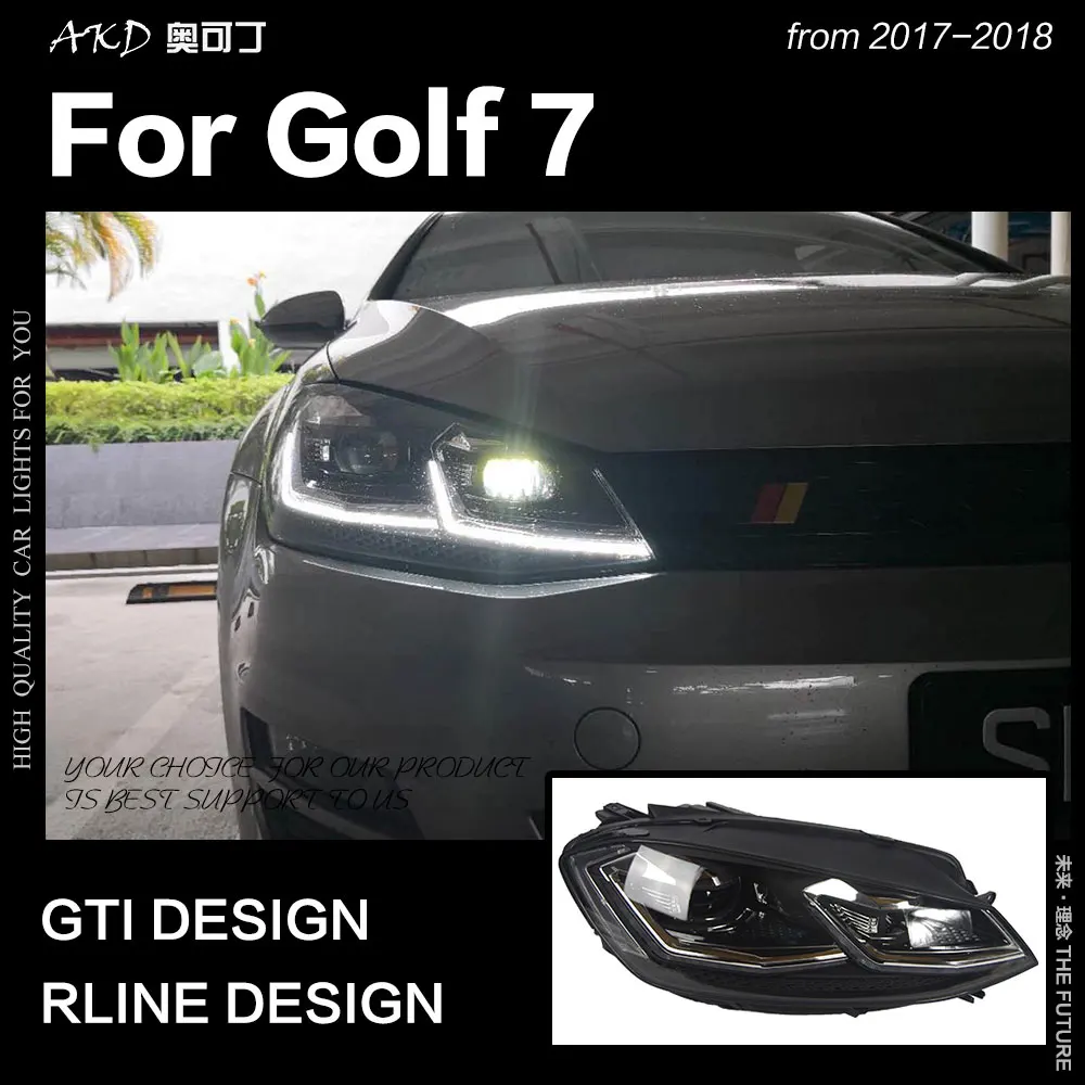 АКД стайлинга автомобилей для VW Golf 7 MK7 светодиодный фар Golf7.5 r образный дизайн LED DRL