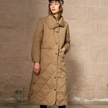 Ультра-светильник, зимний пуховик для женщин, белый утиный пух, однобортный, стоячий воротник, женский пуховик с длинным рукавом, парка, пальто