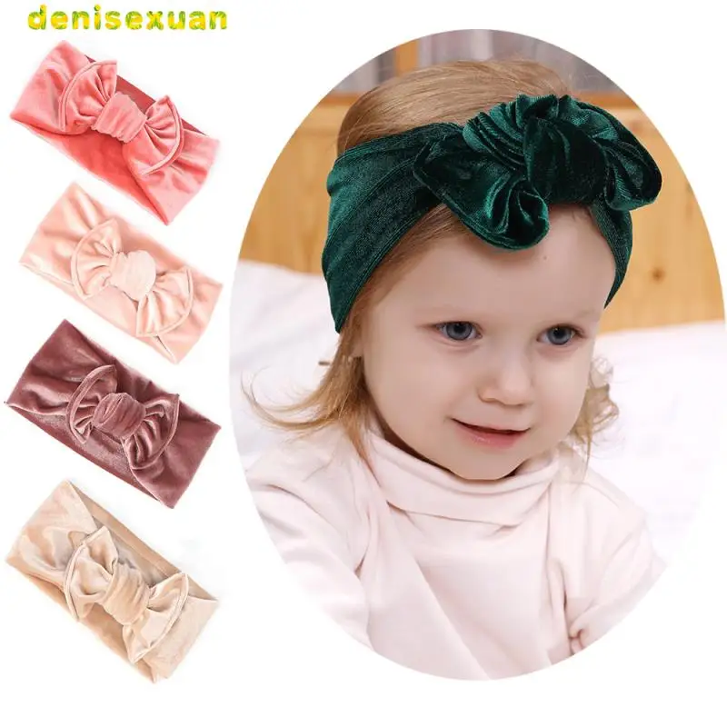 

Baby Solid Color Gold Velvet Headband For Girls Toddler Kids Twisted Elastic Hairband Turban Newborn Children Hair Accessories