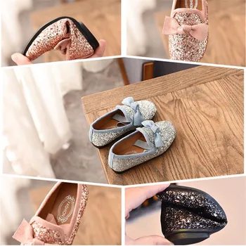 

Summer Popular Princess Shoes With Bow Design,Fashion Sequins Glitter Leather Kids Flats,Children's Party Wedding Slip-On Shoes