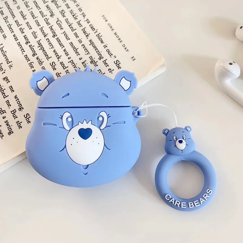 Синий Для Apple AirPods чехол 3D Прекрасный мультфильм маленький медведь корпусы гарнитурные для Air pods 2 силиконовый чехол Аксессуары протектор Чехлы - Цвет: Синий