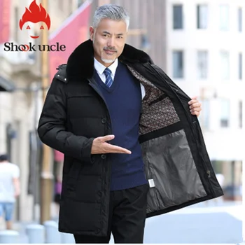

2020 Winter Thick Long Men Down Jacket New Style Middle Age Men Casual Warm Hooded Down Coats Luxury High Quality Fur Collar