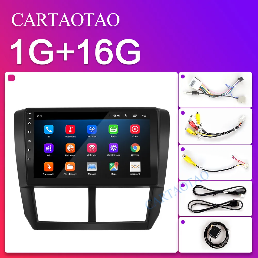 H-Subaru-ZS-1G CARTAOTAO 9 дюймов 2din для Subaru Forester 2.5D HD 2008-2012 автомобильный Радио Мультимедиа Видео плеер навигация gps Android 8,1 GO 2DIN - Цвет: H-Subaru-ZS-1G