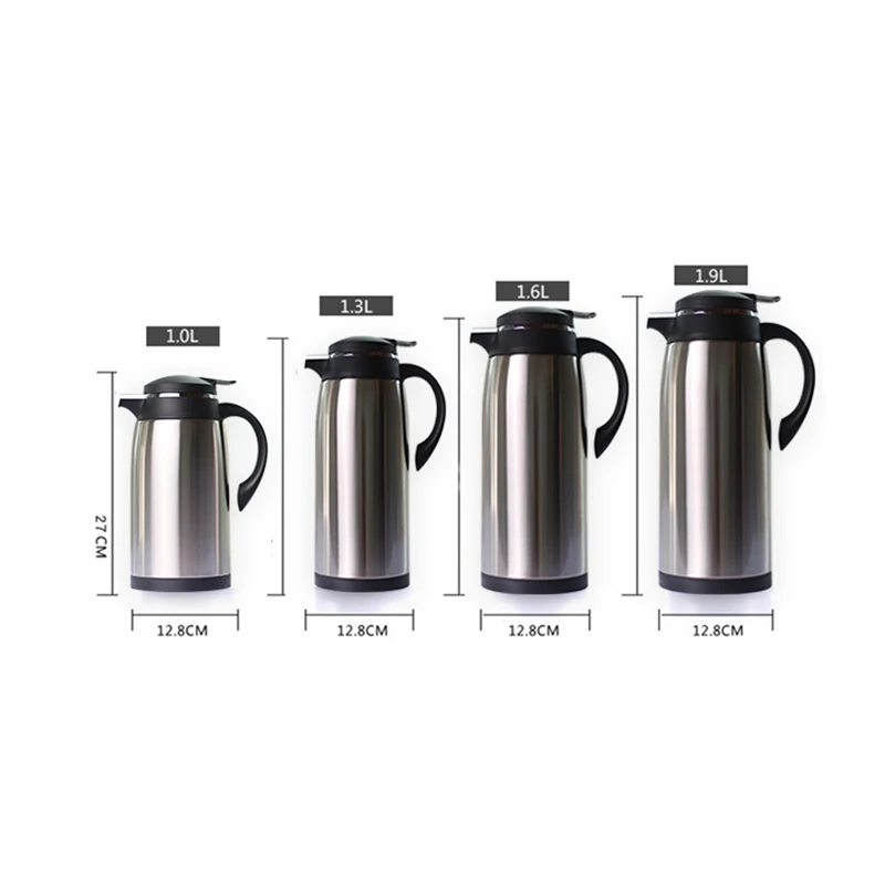 1-1.9L Glass Liner Vacuum Flasks Thermos Large Capacity Household Thermal Hot Water Pot Bottle Stainless Steel Coffee Kettle Jug