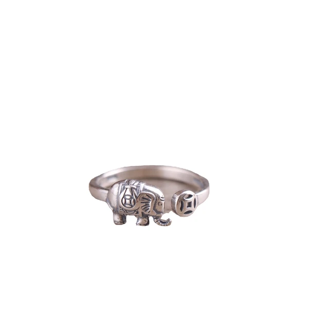 Buy DMK Black Color Silver Elephant Hair Ring for Men, 2.2 Inch at Amazon.in