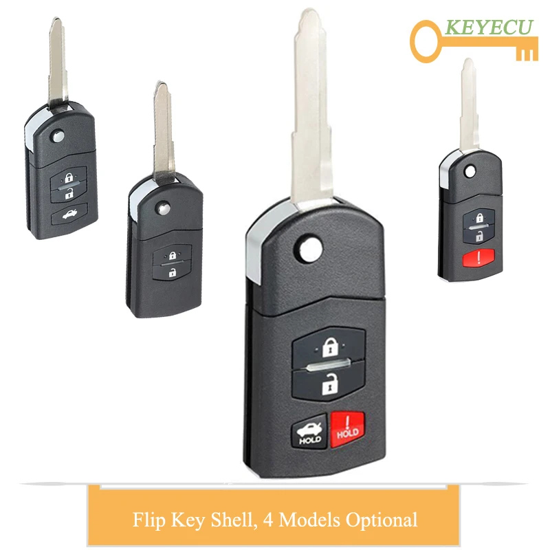 Складной флип чехол KEYECU для Mazda 3 5 6 M6 RX8 MX5 CX5 CX7 CX9 Fob 2/ 3/ 4 кнопки с необработанным