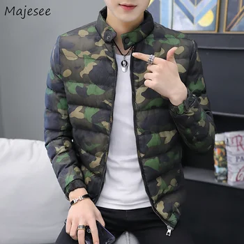 

Parkas Men Stand Collar Camouflage Slim Zipper Leisure All-match Pockets Loose Parka Mens Trendy Winter Outerwear Ropa De Hombre