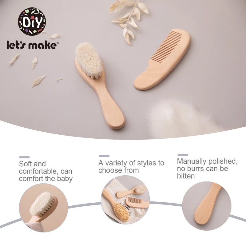 Facciamo il pettine per spazzole in legno per bambini Spazzola per capelli per neonati Massaggiatore per la testa del neonato Spazzola per capelli Pettine per neonati Massaggiatore per la testa Logo personalizzato - immagine 5
