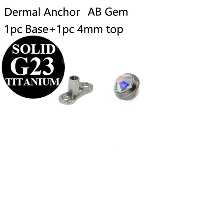 G23 Titanium Micro Dermal Anchor Skin Diver Flat CZ Gem Fashion Dermal Piercings Surface Piercing Stud Body Piercing Jewelry