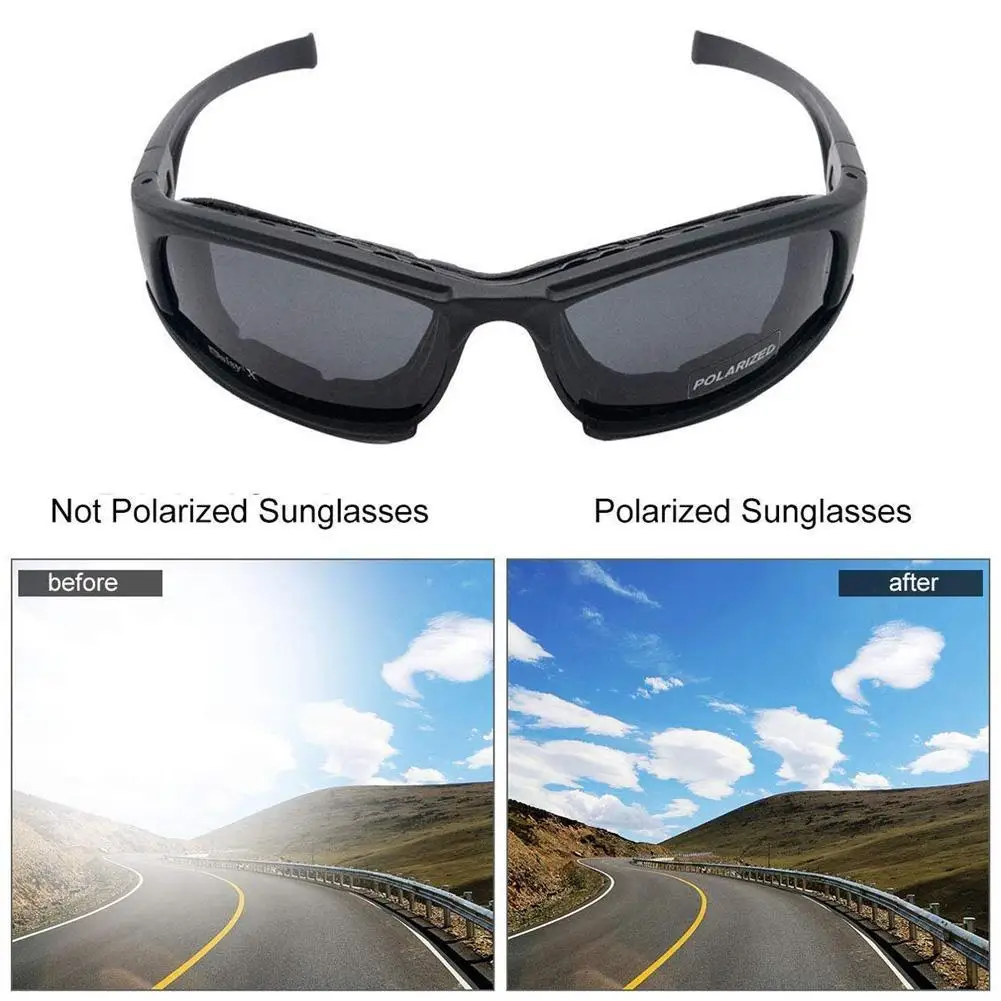 Tactical Sunglasses UV400 Protection Military Goggles Hunting, Shooting, Airsoft Outdoor Activities Eyewear 4 Lenses