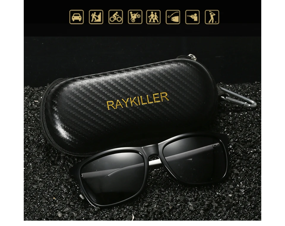 RAYKILLER Классические поляризованные солнцезащитные очки высокой четкости с алюминиевой магниевой оправой модные классические дизайнерские очки gafas de sol