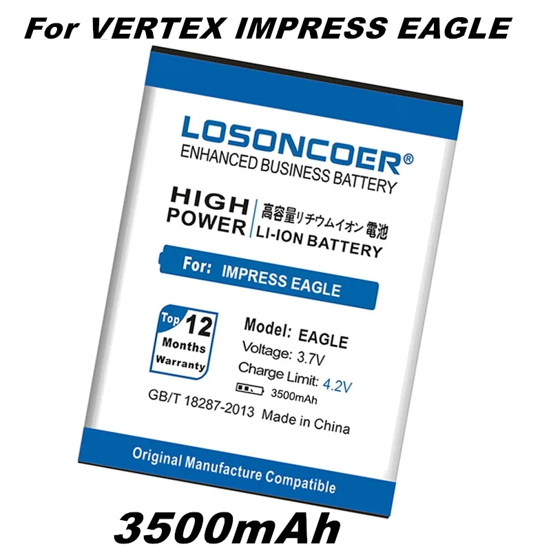 LOSONCOER 3500 мАч хорошее качество батареи для Vertex Impress Eagle Замена телефона батарея