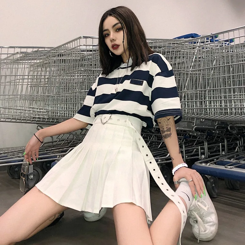LMCAVASUN/Летняя M-4XL в консервативном стиле, повседневные плиссированные шорты в стиле Харадзюку, короткая юбка в стиле панк для девочек, большие размеры, Женская мини-юбка с высокой талией