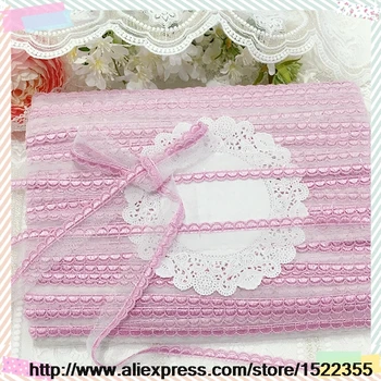 

2cm Magenta Ridge Design Embroidered Gauze Baby Clothes Lace Accessories DIY Clothing Material