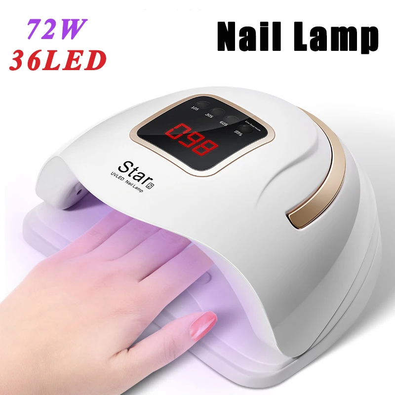 

New Professional 72W Nail Dryer 36 Pcs UV LED Nail Lamp With Timer Smart LCD Display For Fast Drying All Gel Nail Polish Lamp