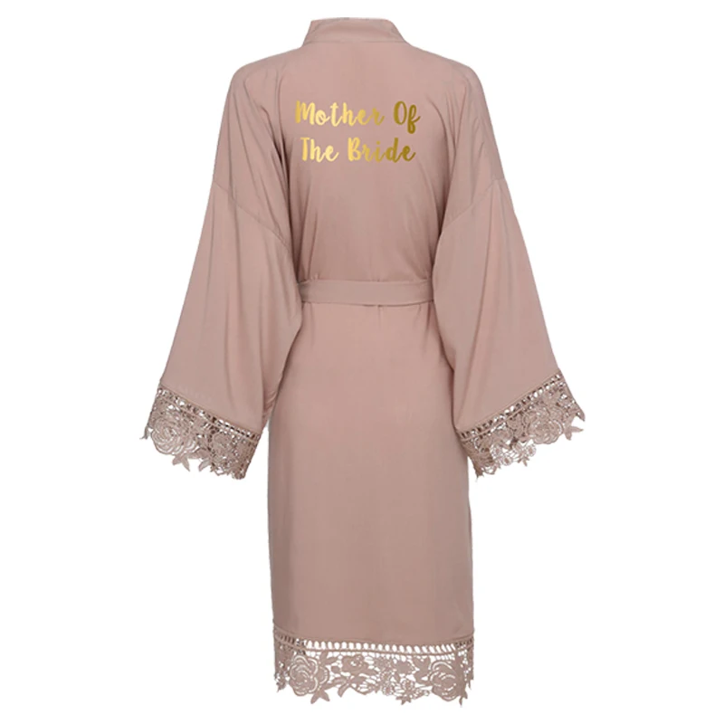 Champag Mother Bride YUXINBRIDAL, новинка, цвета шампанского, однотонное хлопковое кимоно, халаты с кружевной отделкой, женский свадебный халат, халат, одежда для сна, белый подарок - Цвет: Champag Mother Bride