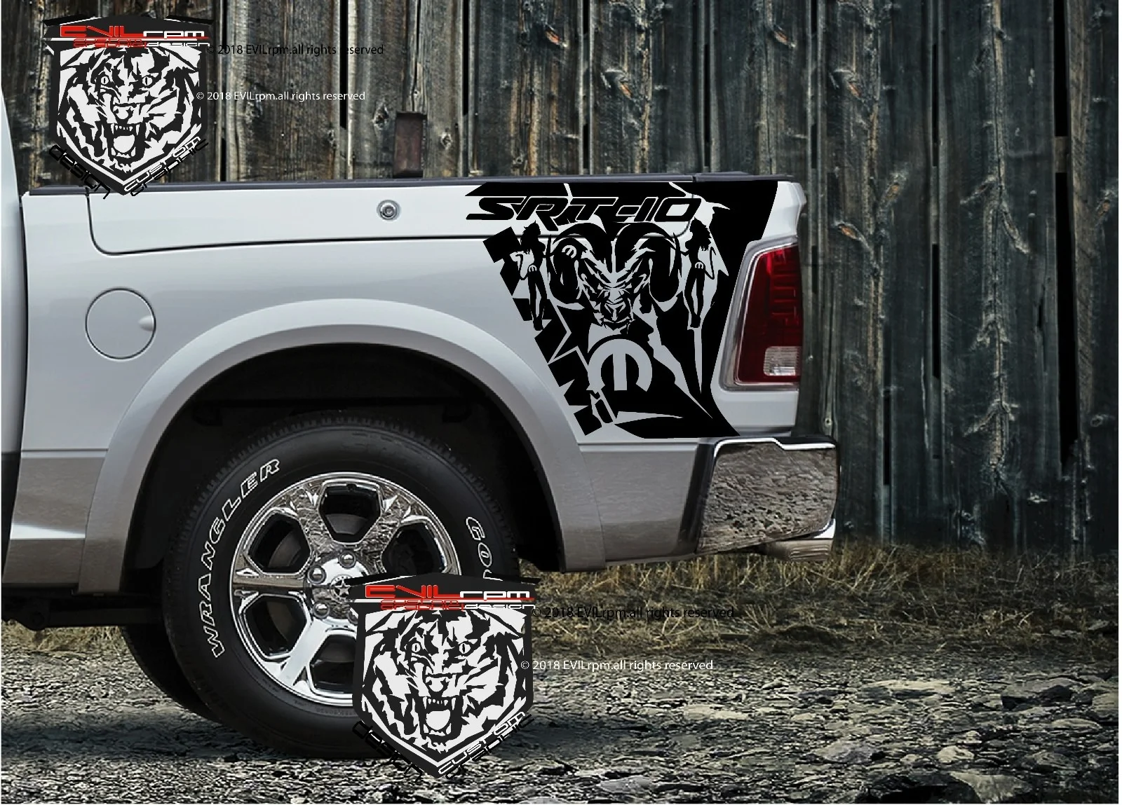 Для 1 компл./2 шт. Dodge Ram 1500 RT HEMI Виниловая наклейка для подсветка салона автомобиля коробка задняя сторона на заказ