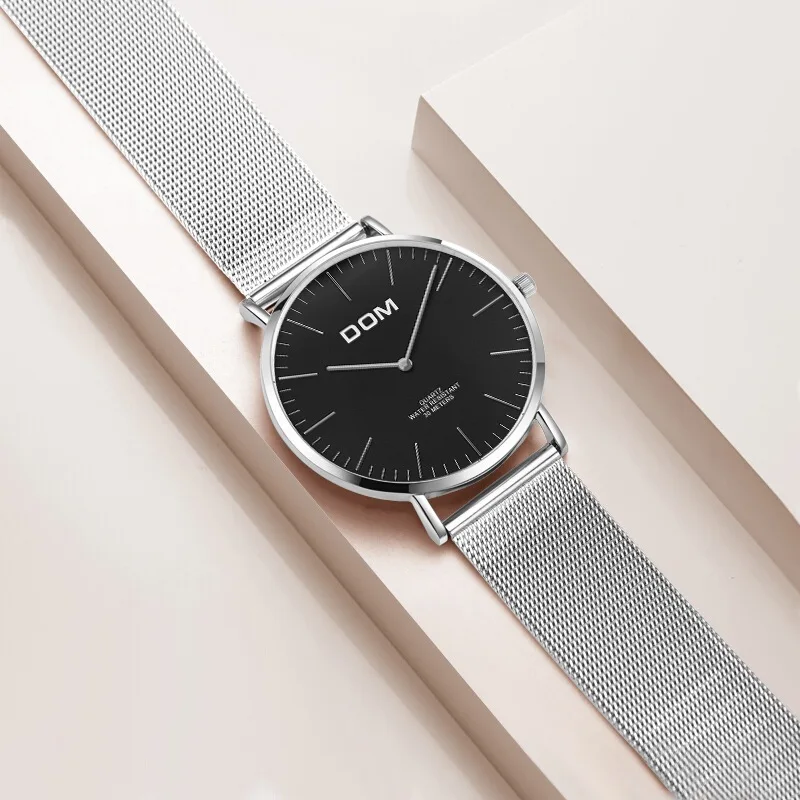 

DOM Genuine Product MEN'S Watch Clean Steel Mesh Belt MEN'S Quartz Watch Simple Waterproof Watch M-36D-1M