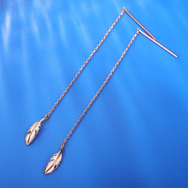 Серьги S925 серебряные серьги из перьев темпераментные уха линия